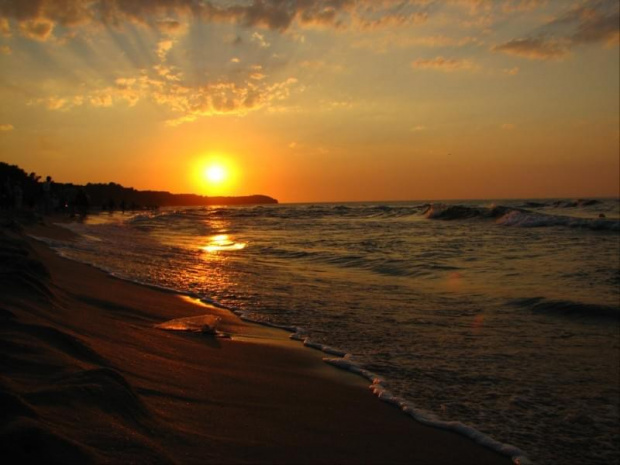 Władysławowo - plaża zachód słońca