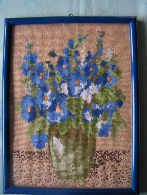 haft krzyzykowy wazon z kwiatami
