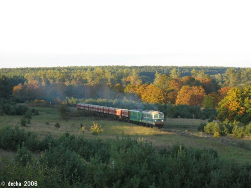 16.10.2006 Rzepin-Ośno Lub. 2 x ST43 (382 i ?) wracają z Sulęcina (wagony DB Cargo)