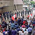 Protest przed bankiem, Lima, Peru