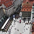 Widok z wieży ratuszowej na rynek Starego Miasta. #Praga #Rynek #Zegar #Ratusz #Miasto