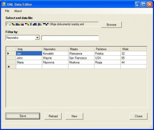 XML Data Editor - program do tworzenia XML-owych baz danych.