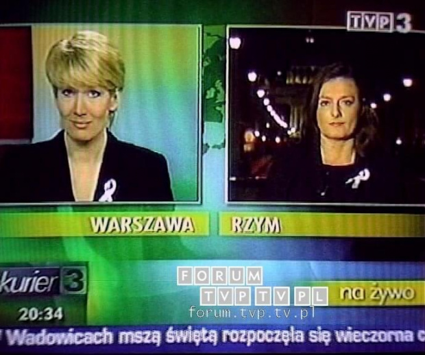 <font color=darkblue size=3><u>2006.04.02 - Kurier TVP3; 20:30 - Watykan.</u></font><br>Urszula Rzepczak - dawniej dziennikarka i prezenterka Informacji w Polsacie, autorka programu podróżniczego Obieżyświat w Polsat 2 Int...