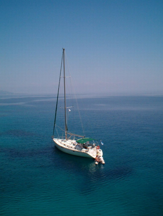 Rejs Grecja 2005. Kwiecień-maj, morze jońskie, Korfu, Zakynthos, Levkas, Itaka, Kefalonia, ajcht Oceanis 461, załoga 7 osób.