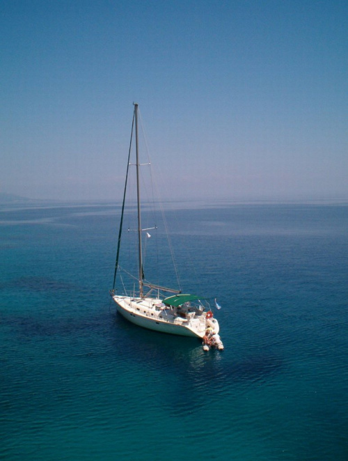 Rejs Grecja 2005. Kwiecień-maj, morze jońskie, Korfu, Zakynthos, Levkas, Itaka, Kefalonia, ajcht Oceanis 461, załoga 7 osób.