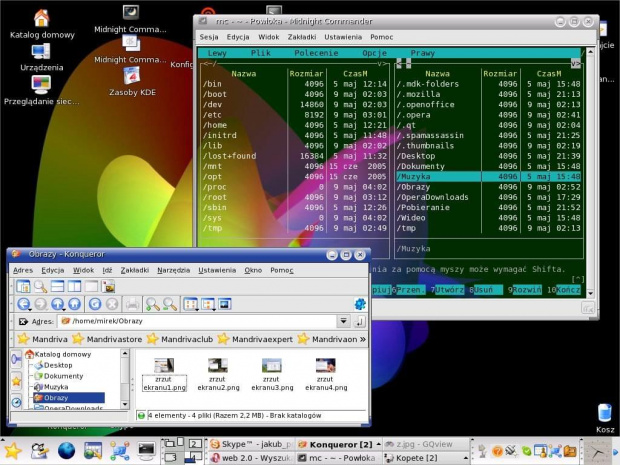 Nie ma to jak Midnight Commander. Tutaj w terminalu z przezroczystym tłem...
