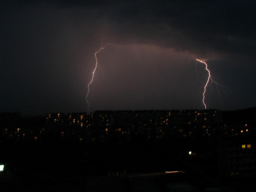 Burza nad podzamczem 16 czerwca 2006 Wałbrzych #błyskawice #pioruny #błyskawica #piorun